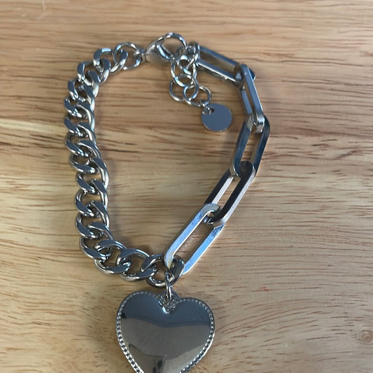 Bracciale catena cuore grande