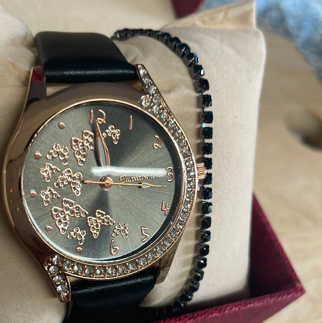 Orologio donna con bracciale nero