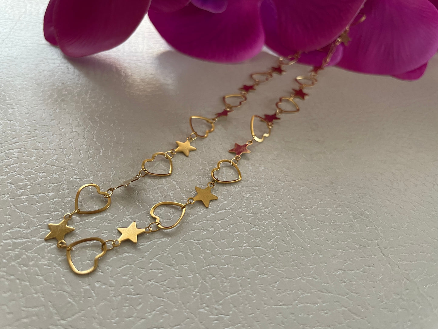 Collana cuori stelle dorate