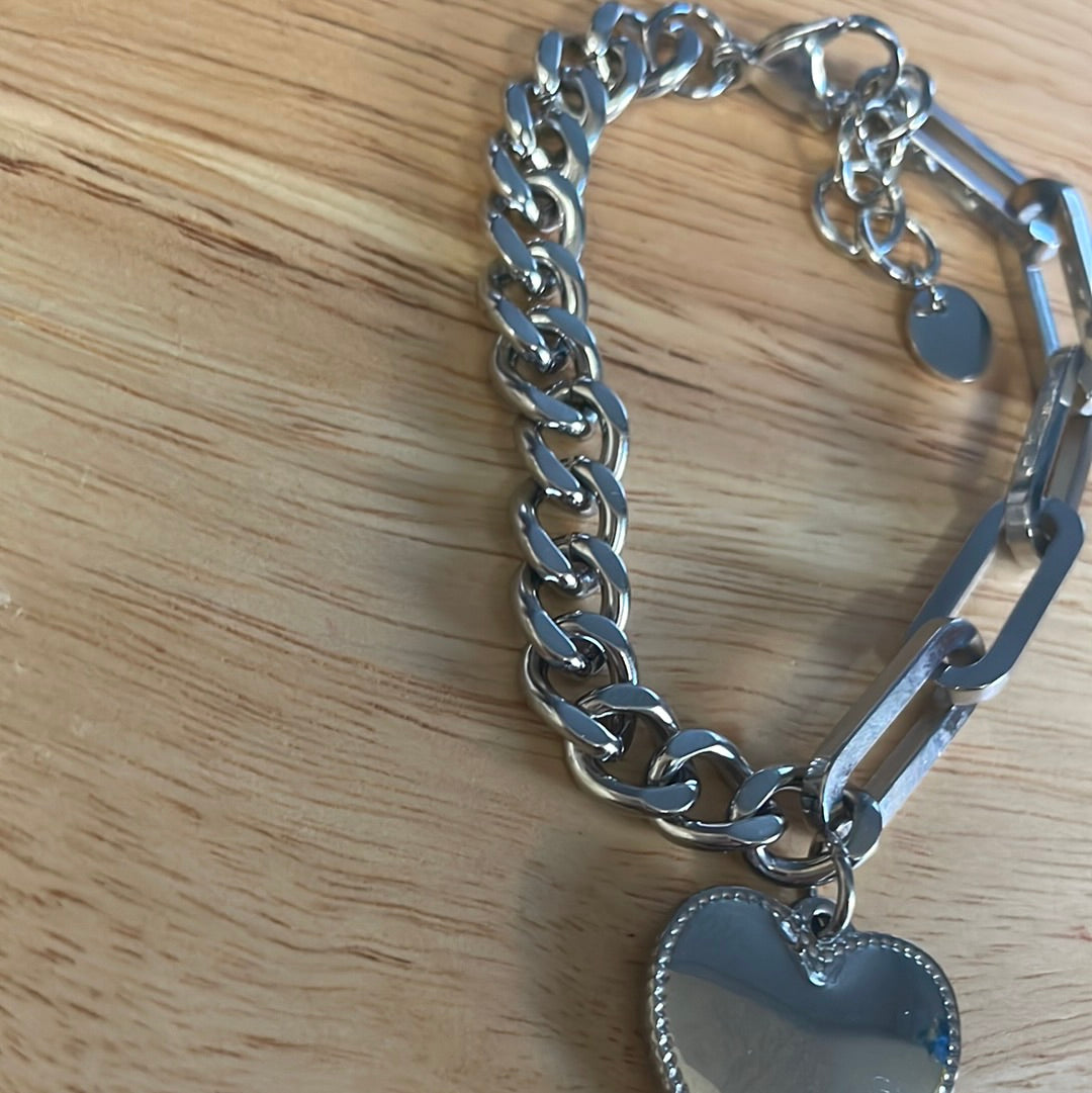 Bracciale catena cuore grande